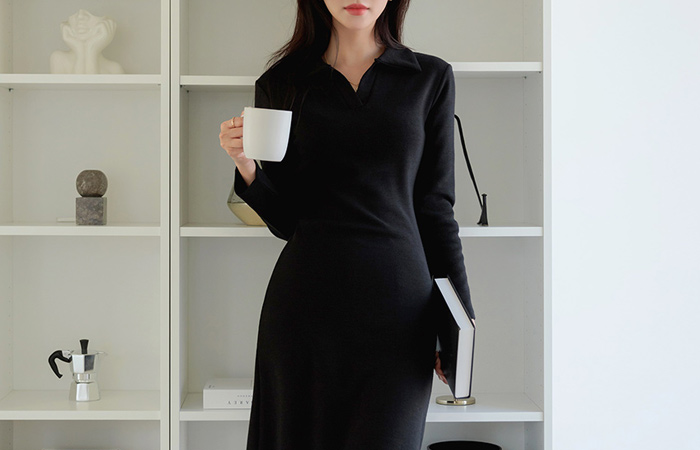 [O:neul] One mile A-line Fleece Span Collar Dress