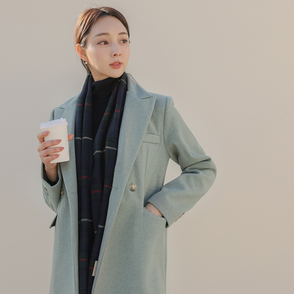 Simple Straight fit Bag Belted Wool Coat