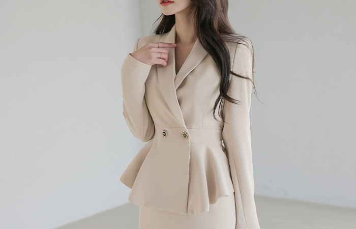 Formal Shawl Collar Two button Peplum Jacket