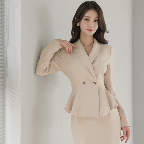 Formal Shawl Collar Two button Peplum Jacket