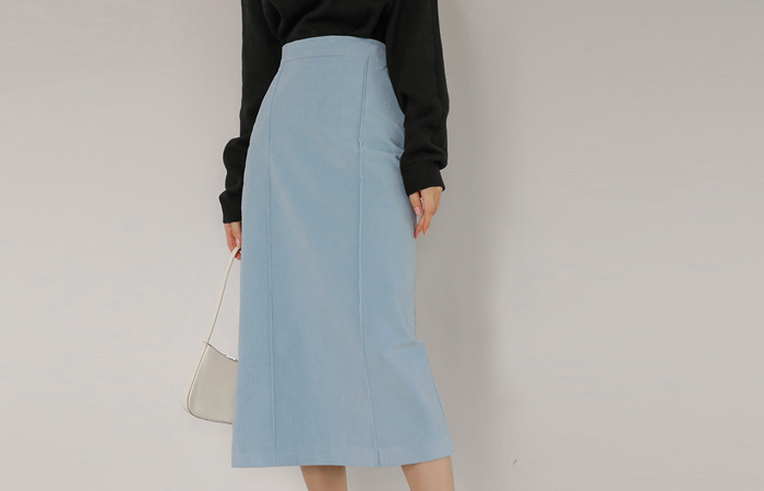 Cozy Corduroy High-Waist H-line Long Skirt