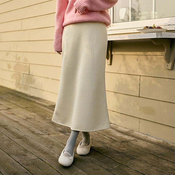 Knit Fabric Mermaid Back Banding Long Skirt