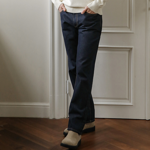 [HOMME]  Greige Semi- Wide Denim Pants