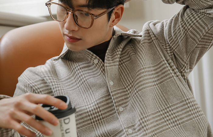 [HOMME] Winter Glen Check Wool Shirt