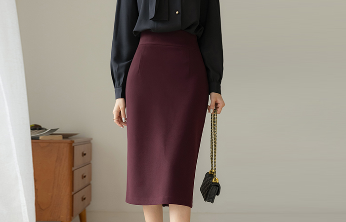 [O:neul] Length repair NO! Good elasticity Cheese Slim Fleece Skirt