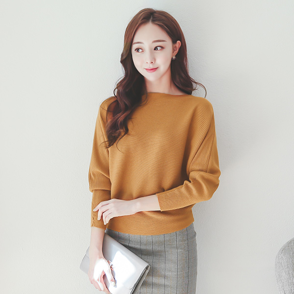Boat neck coral Corrugated Knit