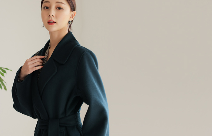 Double Big Collar Hand-Made Maxi Wool Coat