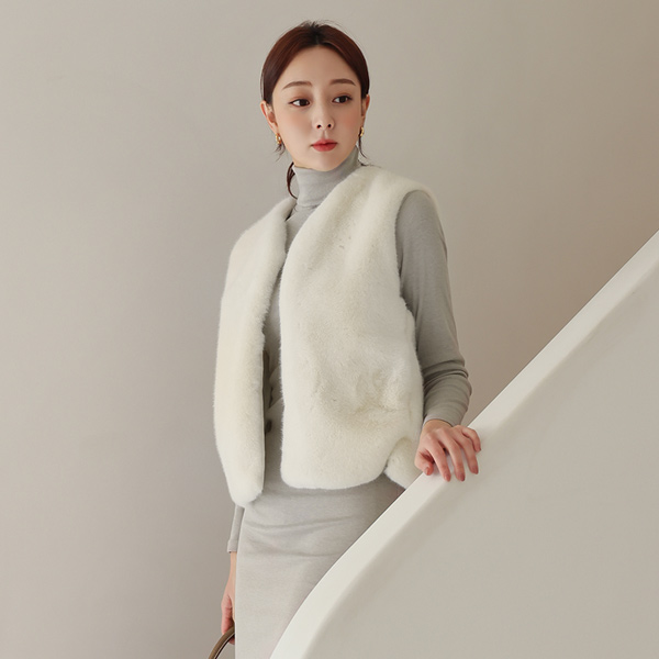 Eco Mink Fur Center Front Vent Vest