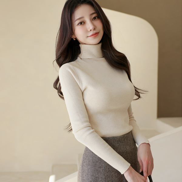 Daily Corduroy Span Turtleneck Knit T-shirt