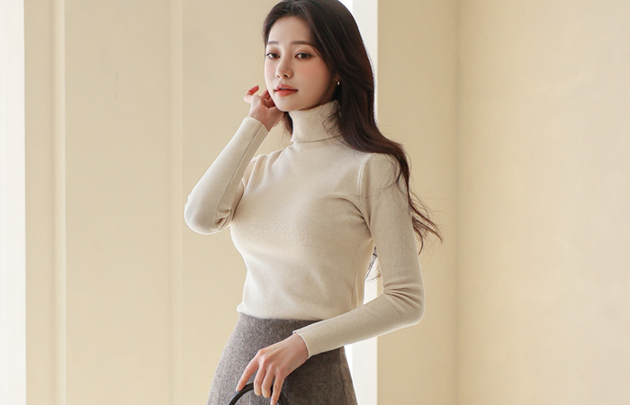 Daily Corduroy Span Turtleneck Knit T-shirt