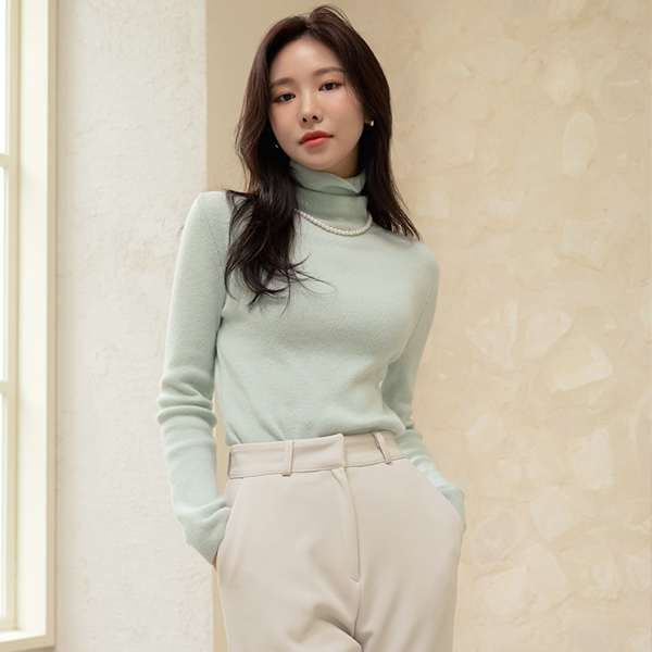 Lovely Color Cashmere&Fine Wool primium Turtleneck Knit