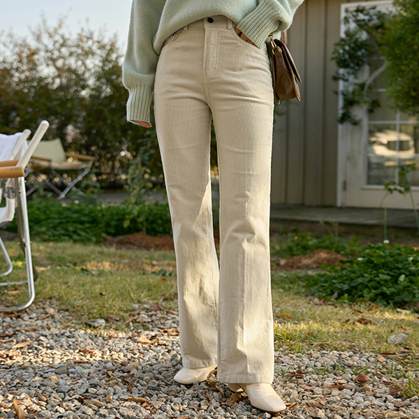 NICE Boot-Cut Stretchy-Waist Corduroy Span Pants