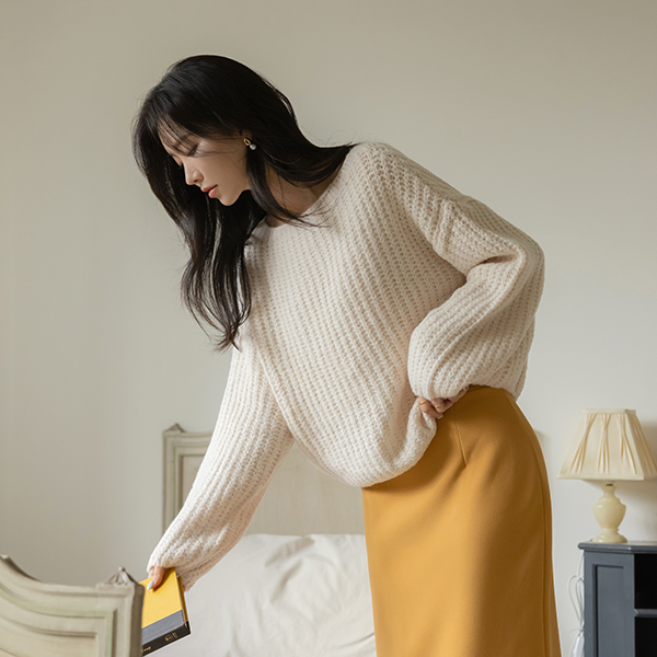 Barbie slender Boat Neck Wool&Alpaca Knit