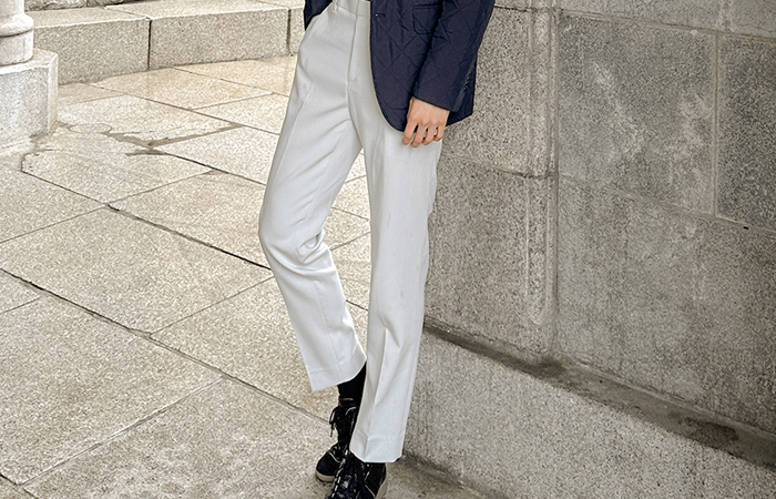 [HOMME] Wrinkle Free The Back Banding Slim Straight fit Slacks