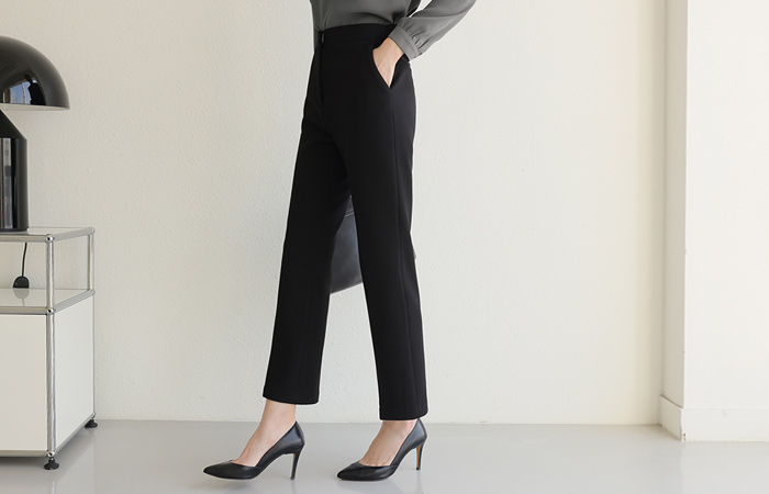 Back Banding Cozy Straight Slacks(napping lining)