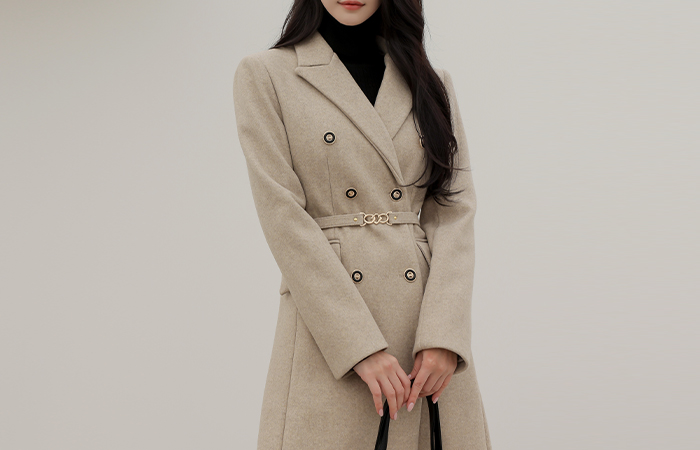 Chic imitation Double Button Wool Coat