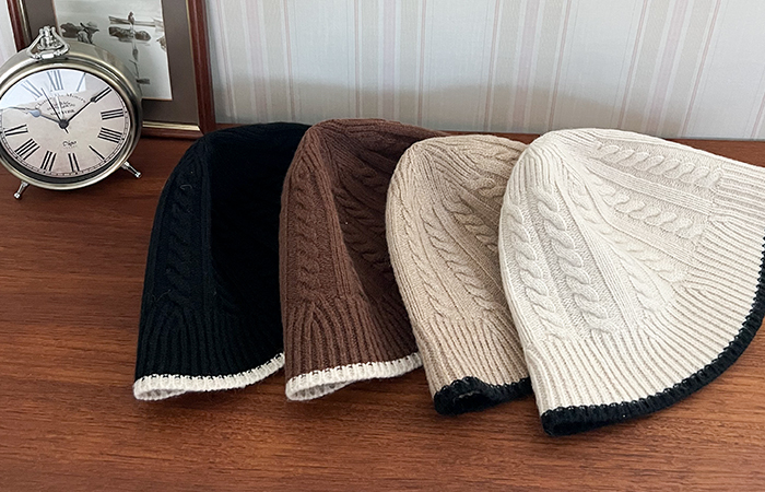 Hems Color Combination Point Knit Hat