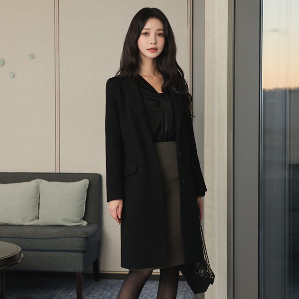 Basic Line Single Button Wool Coat