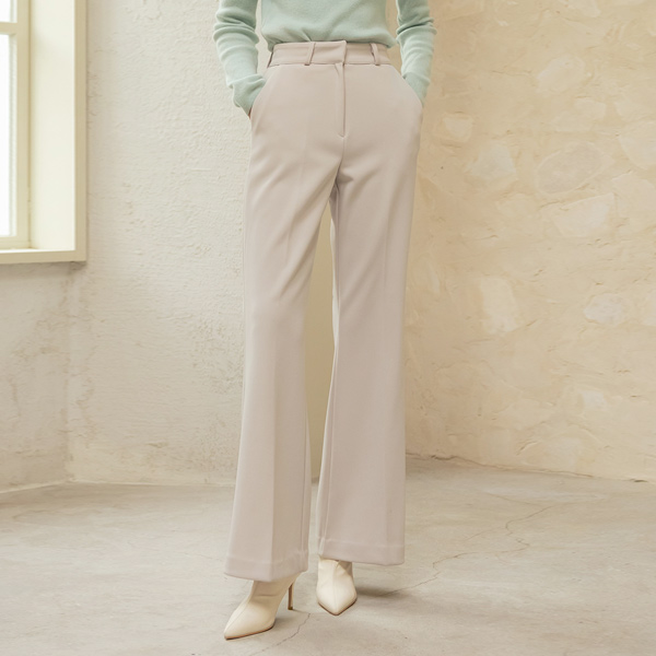 Trendy Boot-Cut Line Thick Fleece Slacks