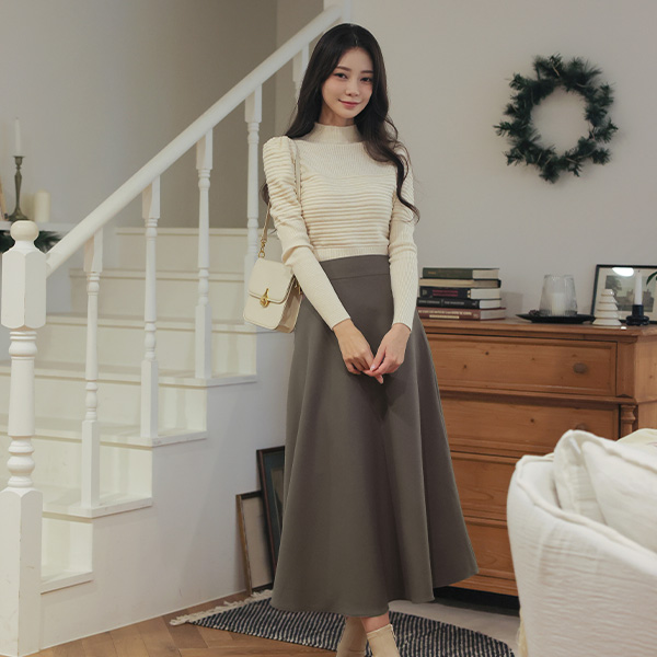 Basic Flared Long Skirt (winter)