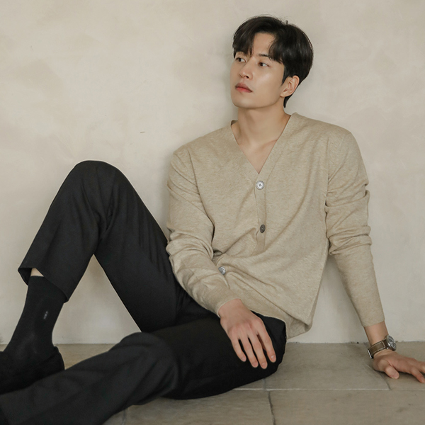 [HOMME] Daily Cashmere V-neck Simple Knit Cardigan