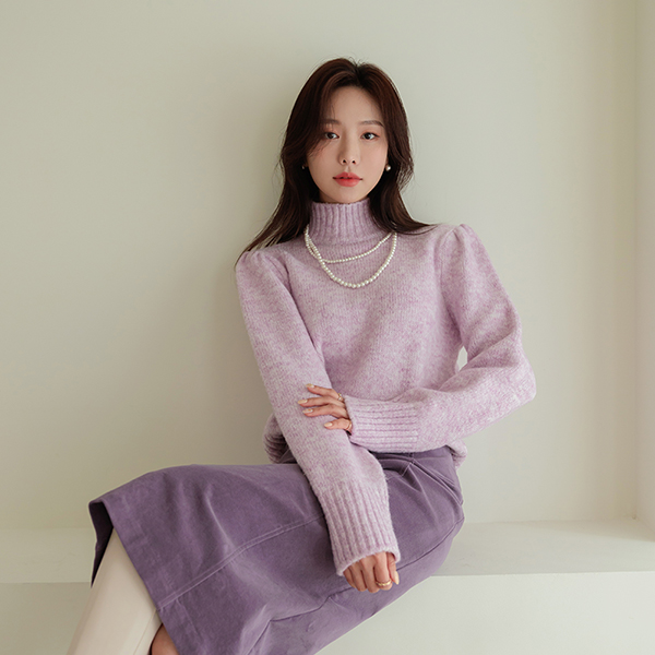 Romantic mix Color Half-Highneck Puff Knit