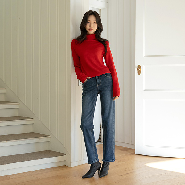 Stretchy Slim Fit napping lining Denim Pants