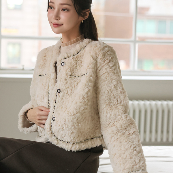 fluffy Fake Mink Fur twist Lining Jacket
