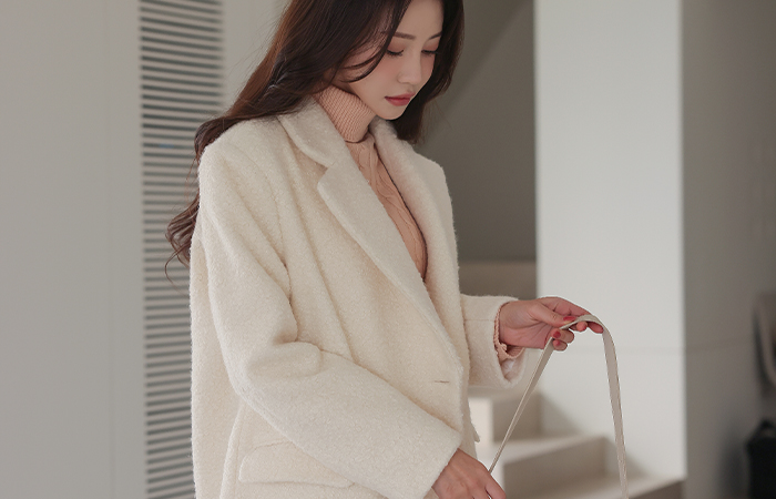 Soft Bouclé Double-button Long Coat Ⅱ