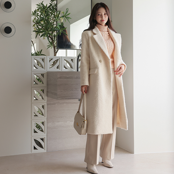 Soft Bouclé Double-button Long Coat Ⅱ