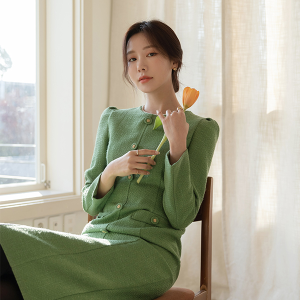 엘리아 Slim Fit Tweed Dress