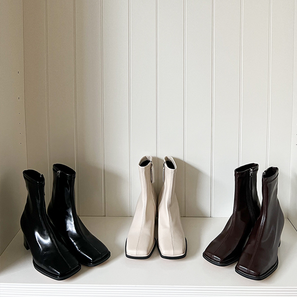 Modern Square Toe Bold Heel Ankle boots