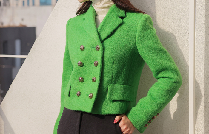 Neon Color Gold Double Button Wool Jacket