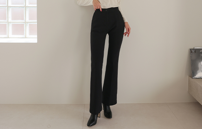 Black Slim Line Boot-Cut Tight Slacks (Mink Fur Lining)