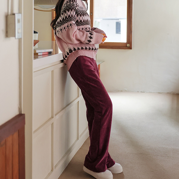Soft Winter Velvet Corduroy Boot-Cut Pants
