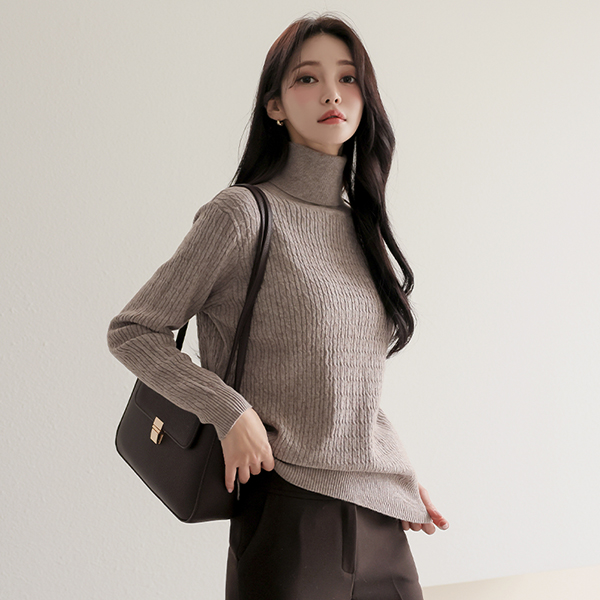 Daily Cable Turtleneck Knit