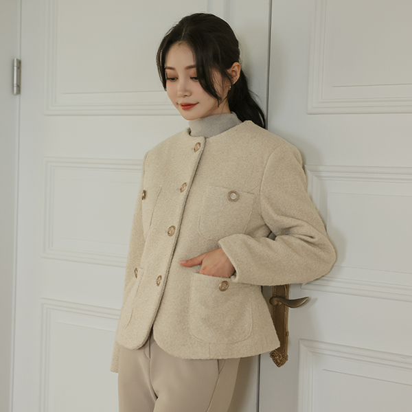 Bouclé Double Pocket Jacket(quilted lining)