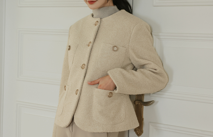 Bouclé Double Pocket Jacket(quilted lining)