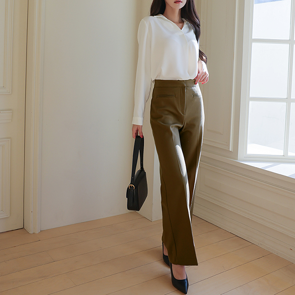 Fake Pocket Semi- Wide Slacks (napping lining)