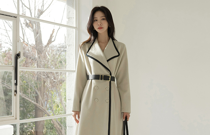 Wide Wing Collar Color Combination Line Double-button Dress Coat Ⅱ