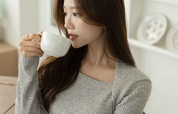 Square Neck Bolero Line Corduroy Knit