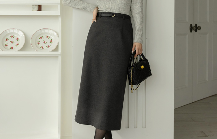 Modern&Simple Style Wool Skirt (BeltSET)