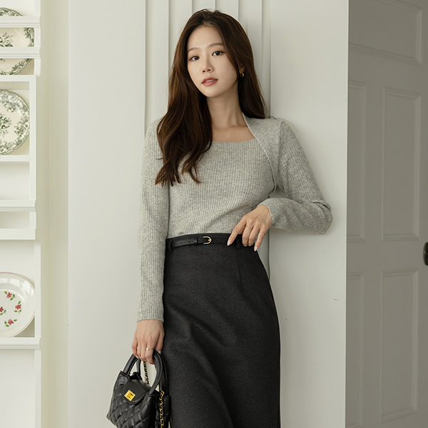 Modern&Simple Style Wool Skirt (BeltSET)