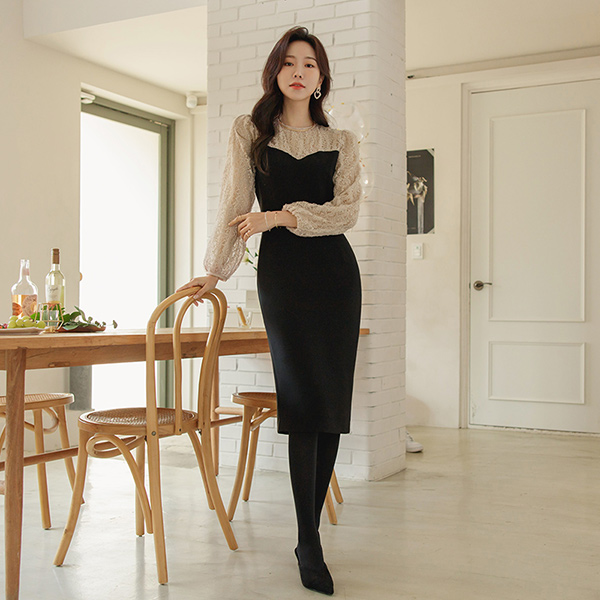 Holiday Romantic Embroidery Lace H-line Dress