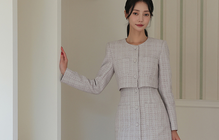 Romantic Two-piece layered Tweed Dress