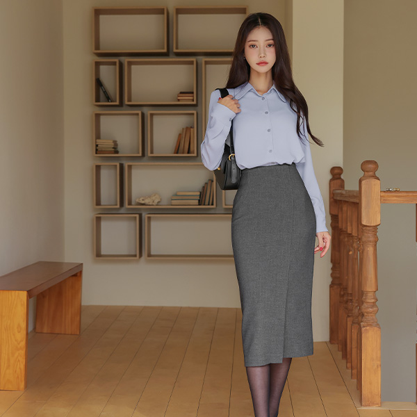 Daily High-Waist Side Slit Skirt (napping lining)