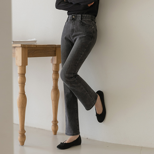 Tight 날씬 Slim Fit Banding Fleece Denim Pants