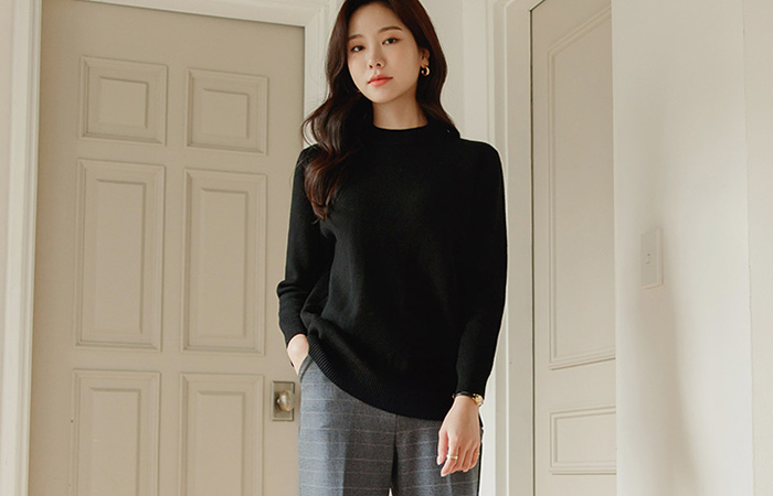 Daily Soft Mink Fur Lining Half-Neck Knit