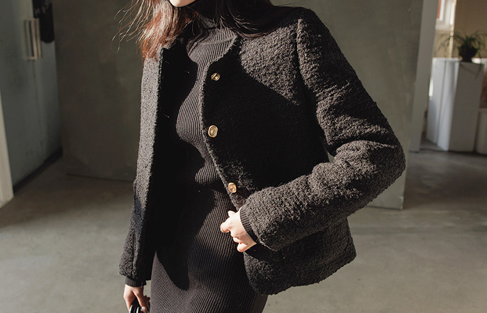 Lovely Bouclé Matte gold Wool Jacket