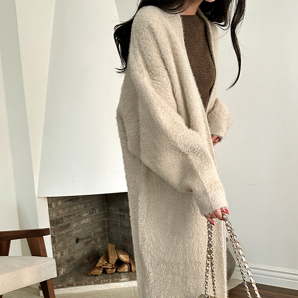 Cozy Mink Fur Open Long Cardigan